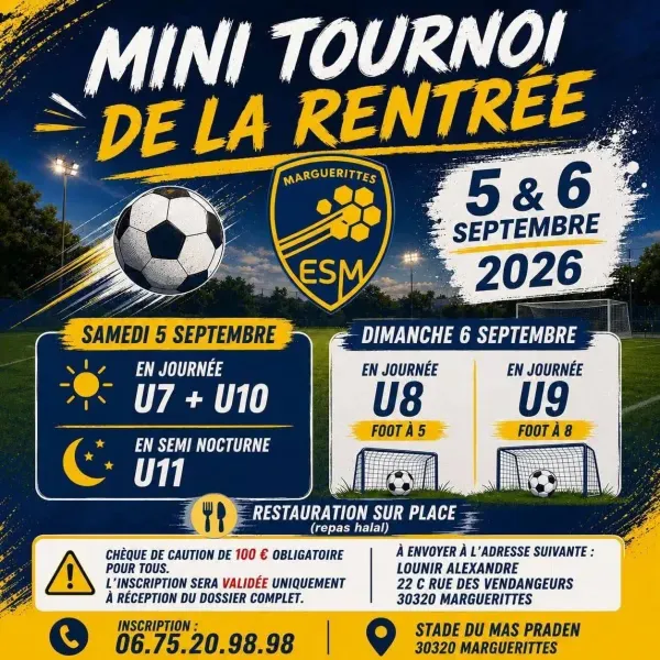 Plaquette du tournoi MINI TOURNOI DE LA RENTRÉE